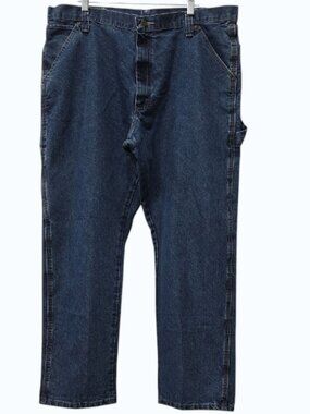 Wrangler Men's 40 X 30 Relaxed Fit Carpenter Jeans in Blue Straight Leg T9